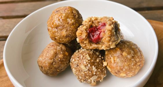 Peanut Butter Jelly Protein Ball